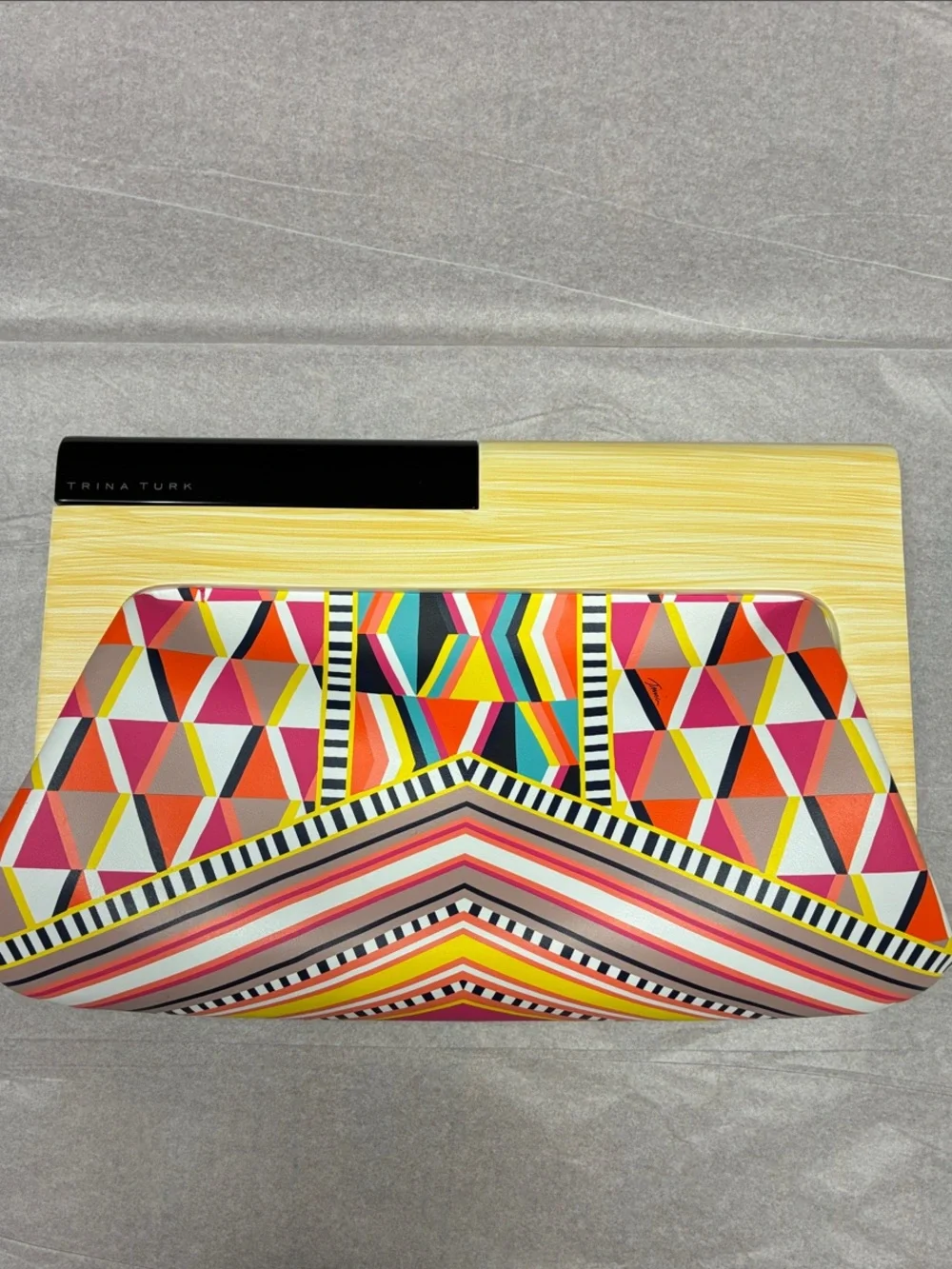 Trina Turk Pink Multicolor Geometric Clutch NWOT